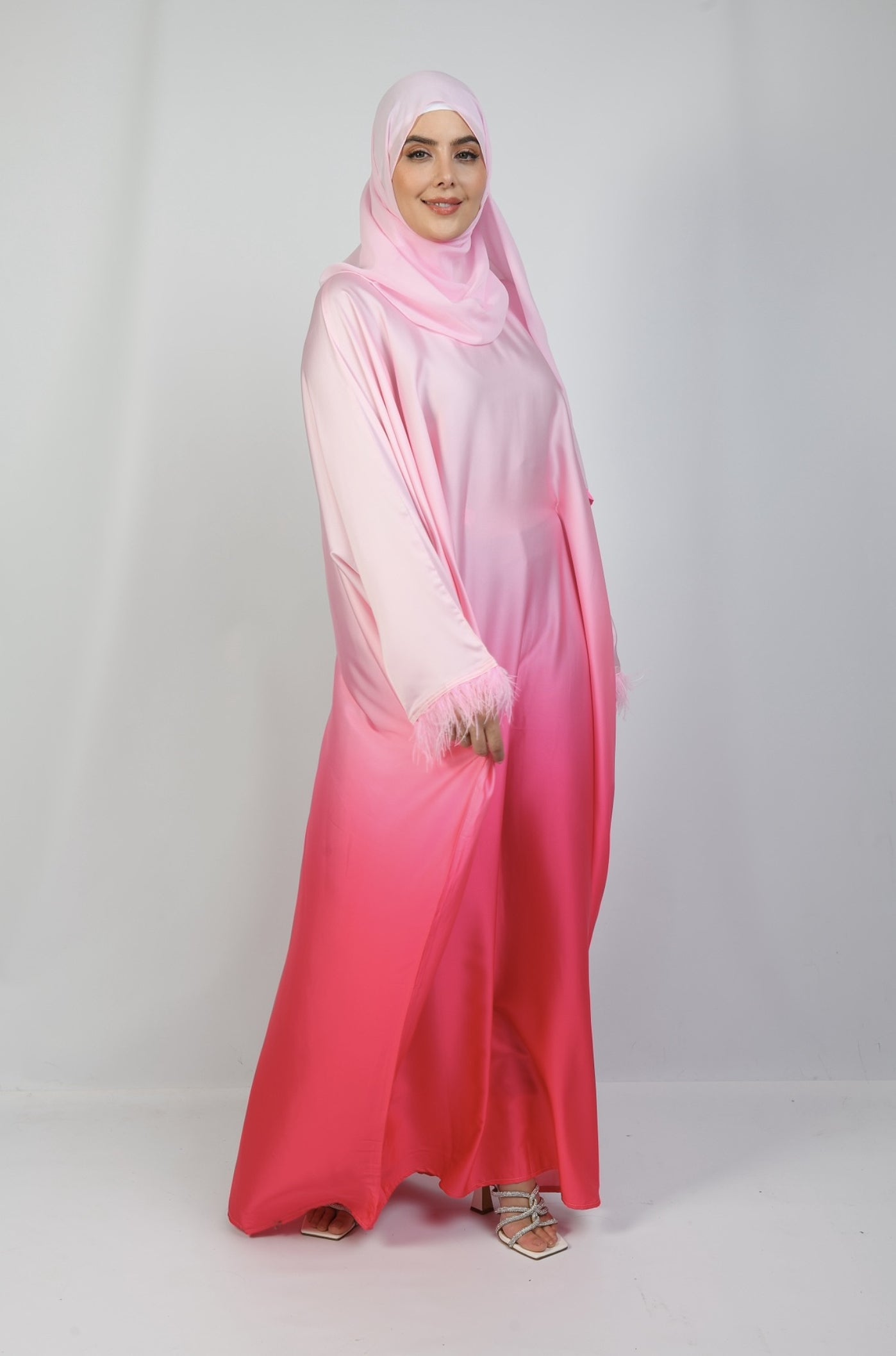 Feather Cuffed Abaya