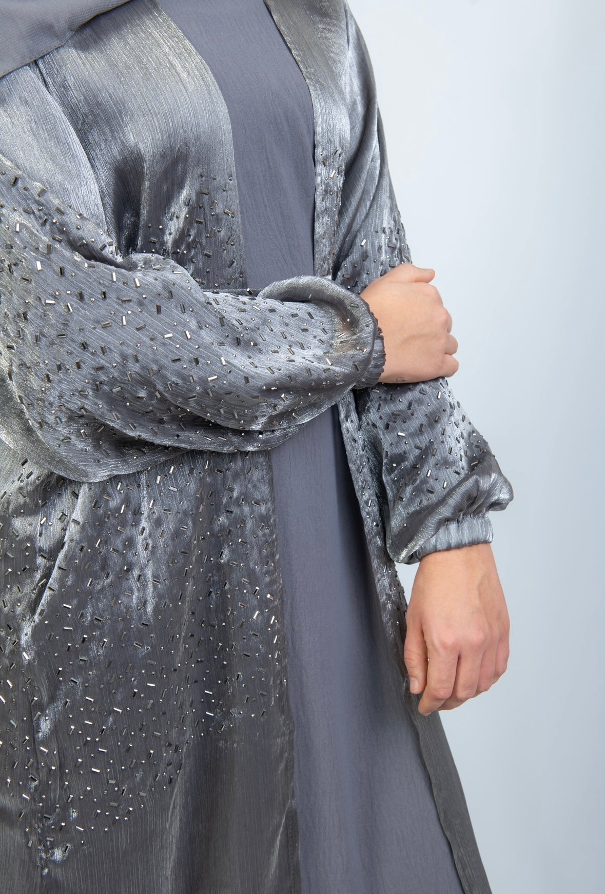 Cuffed Sleeve Open 4 Piece Abaya