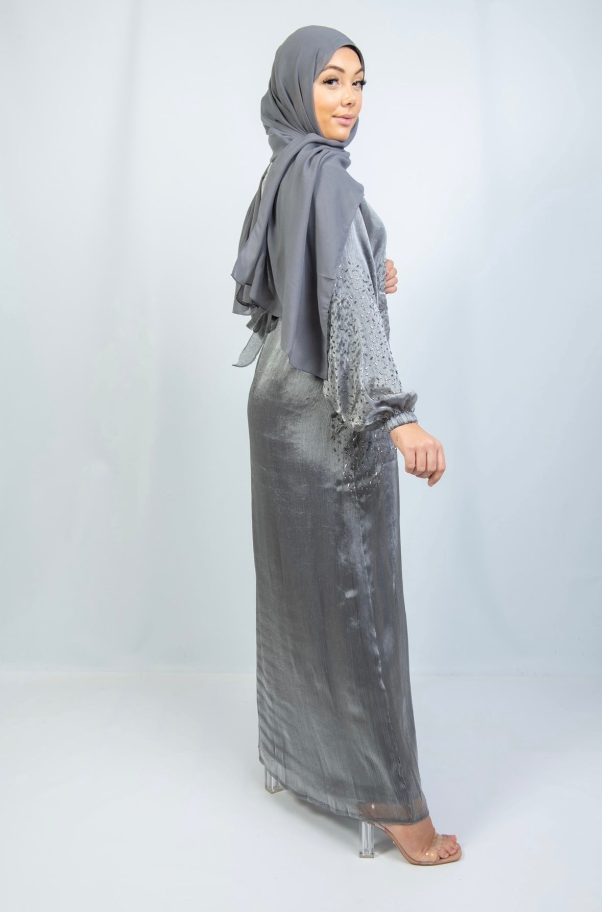 Cuffed Sleeve Open 4 Piece Abaya