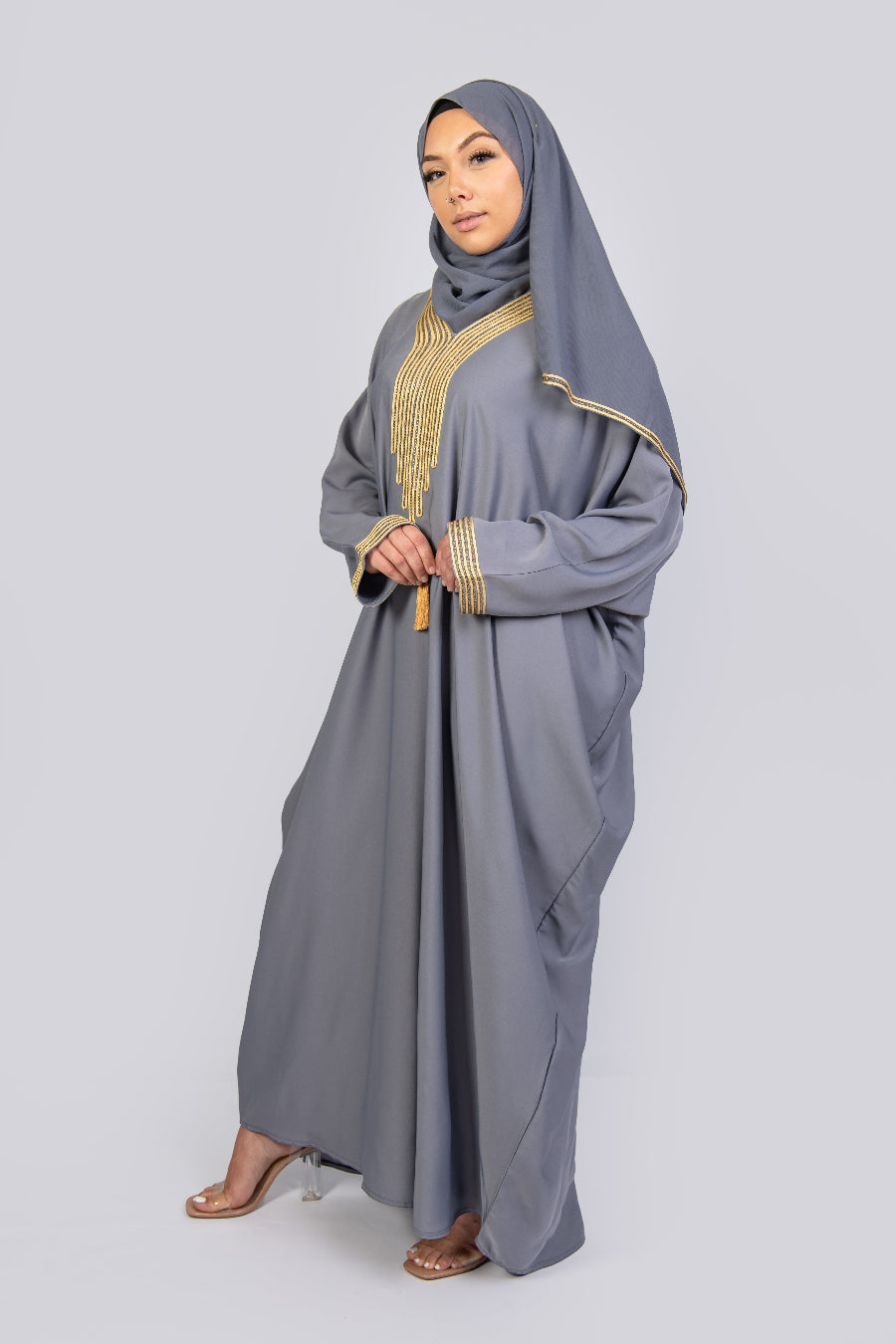 Women's Traditional Moroccan Style kaftan in colour grey