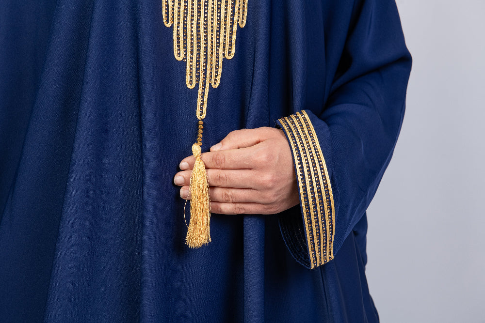 Women's Traditional Moroccan Style kaftan in colour navy Blue