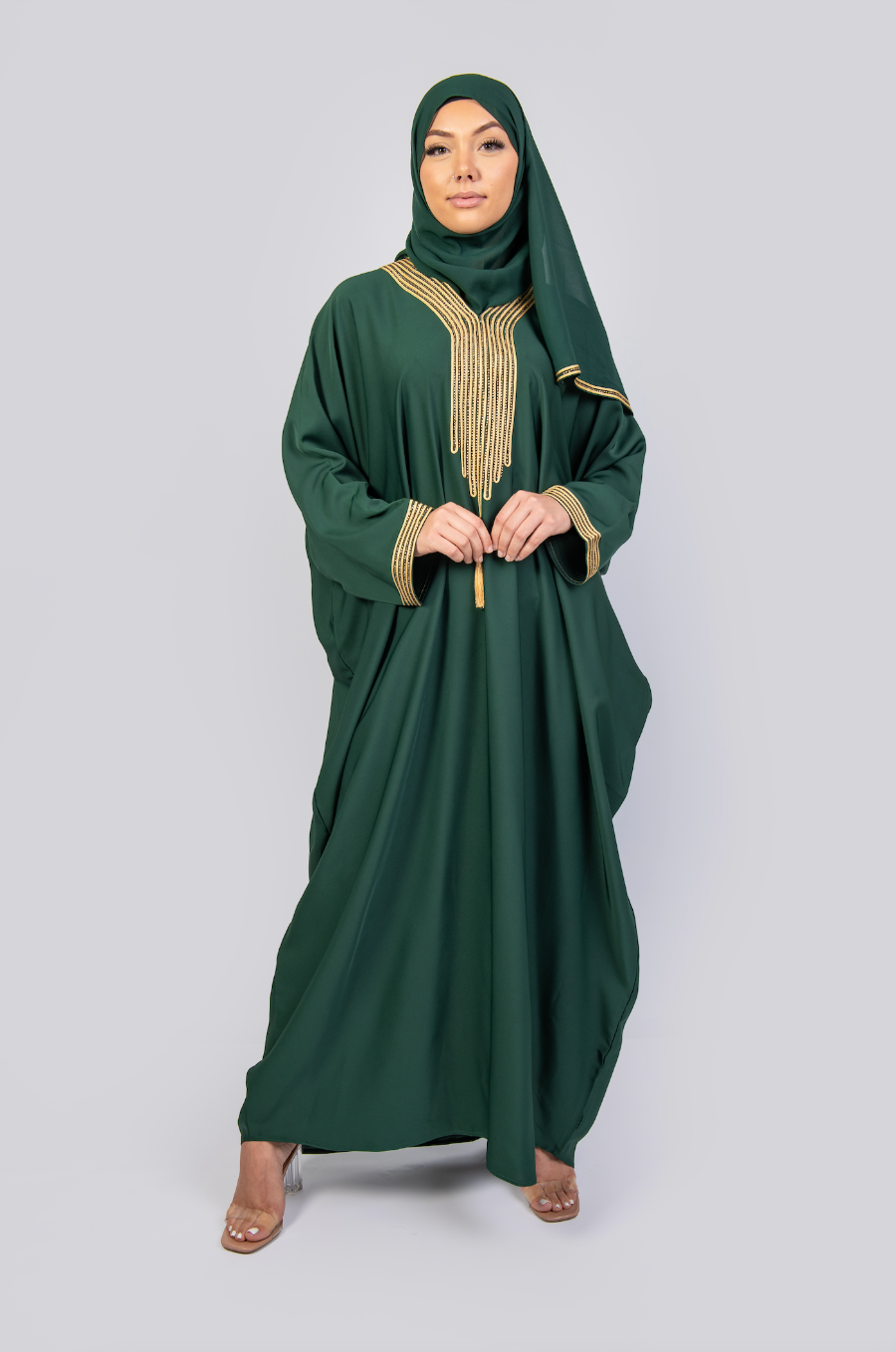 Women's Traditional Moroccan Style kaftan in colour green