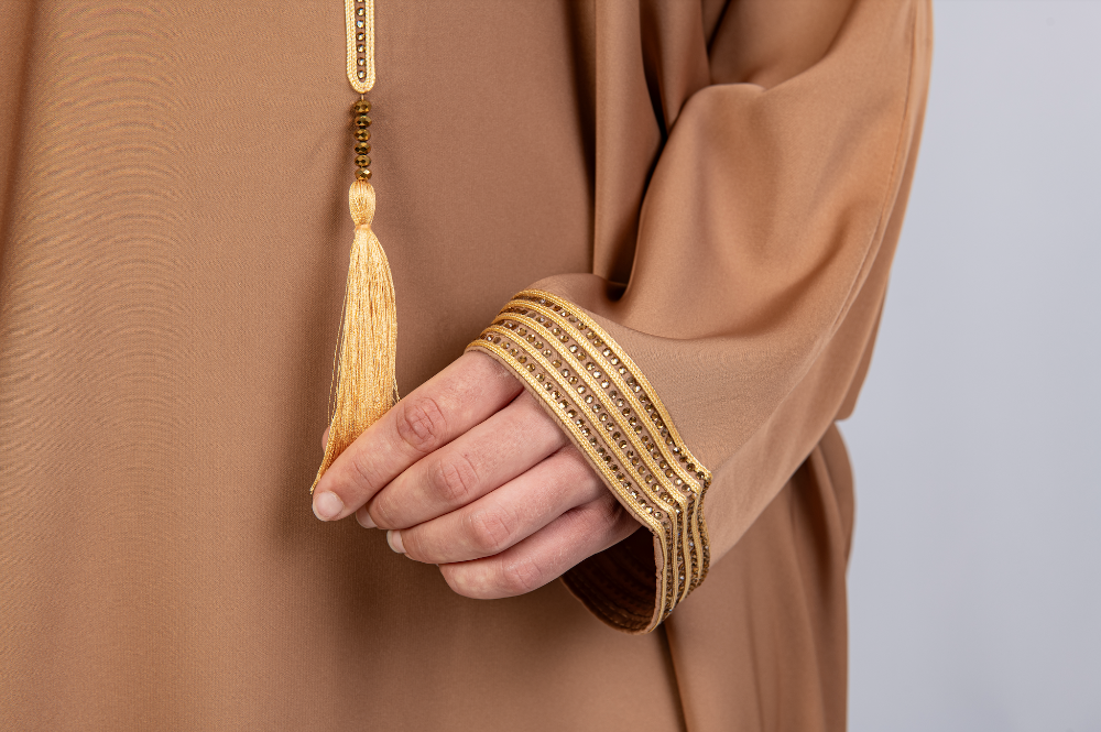 Women's Traditional Moroccan Style kaftan in colour tan brown