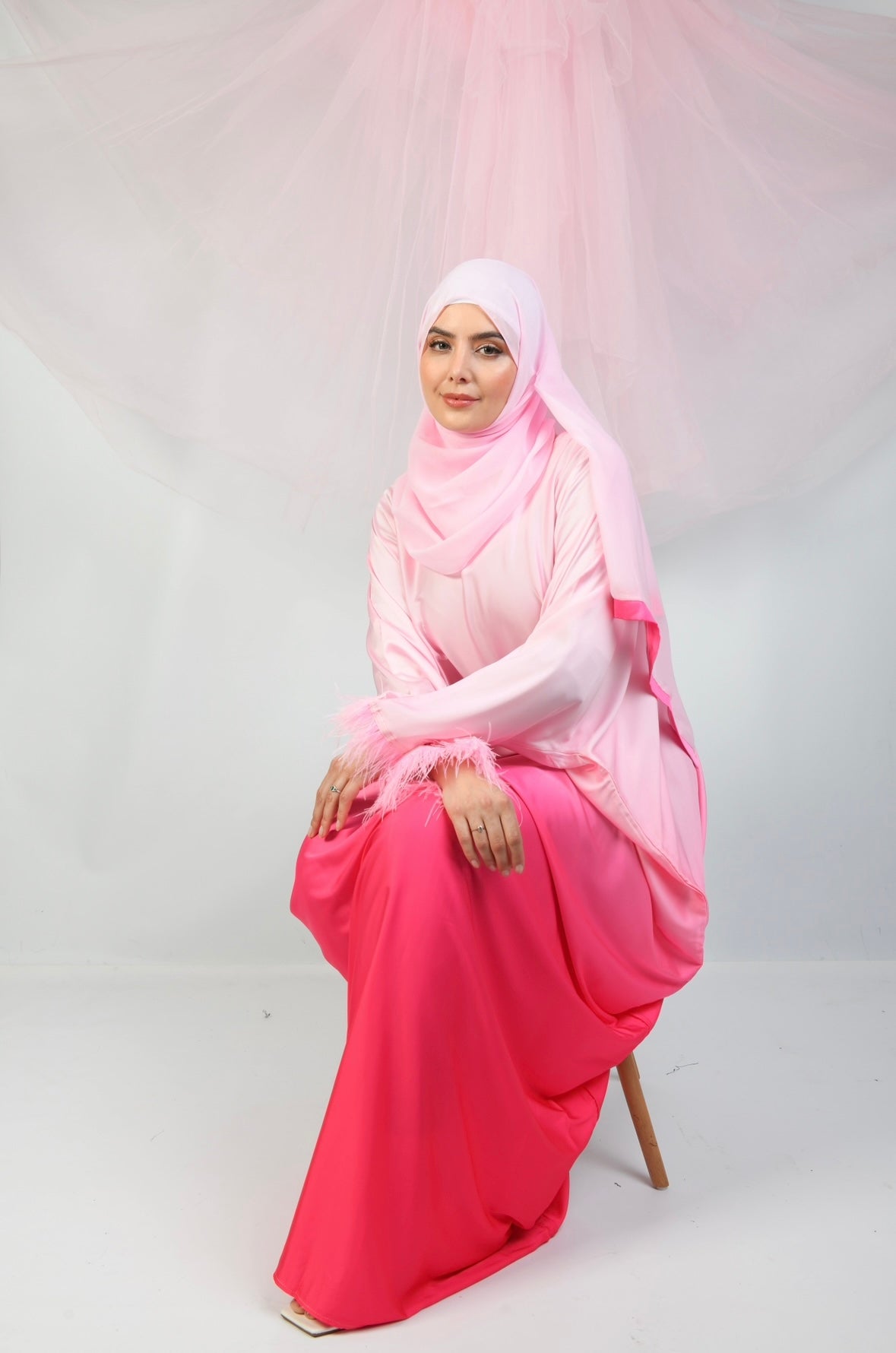 Feather Cuffed Abaya