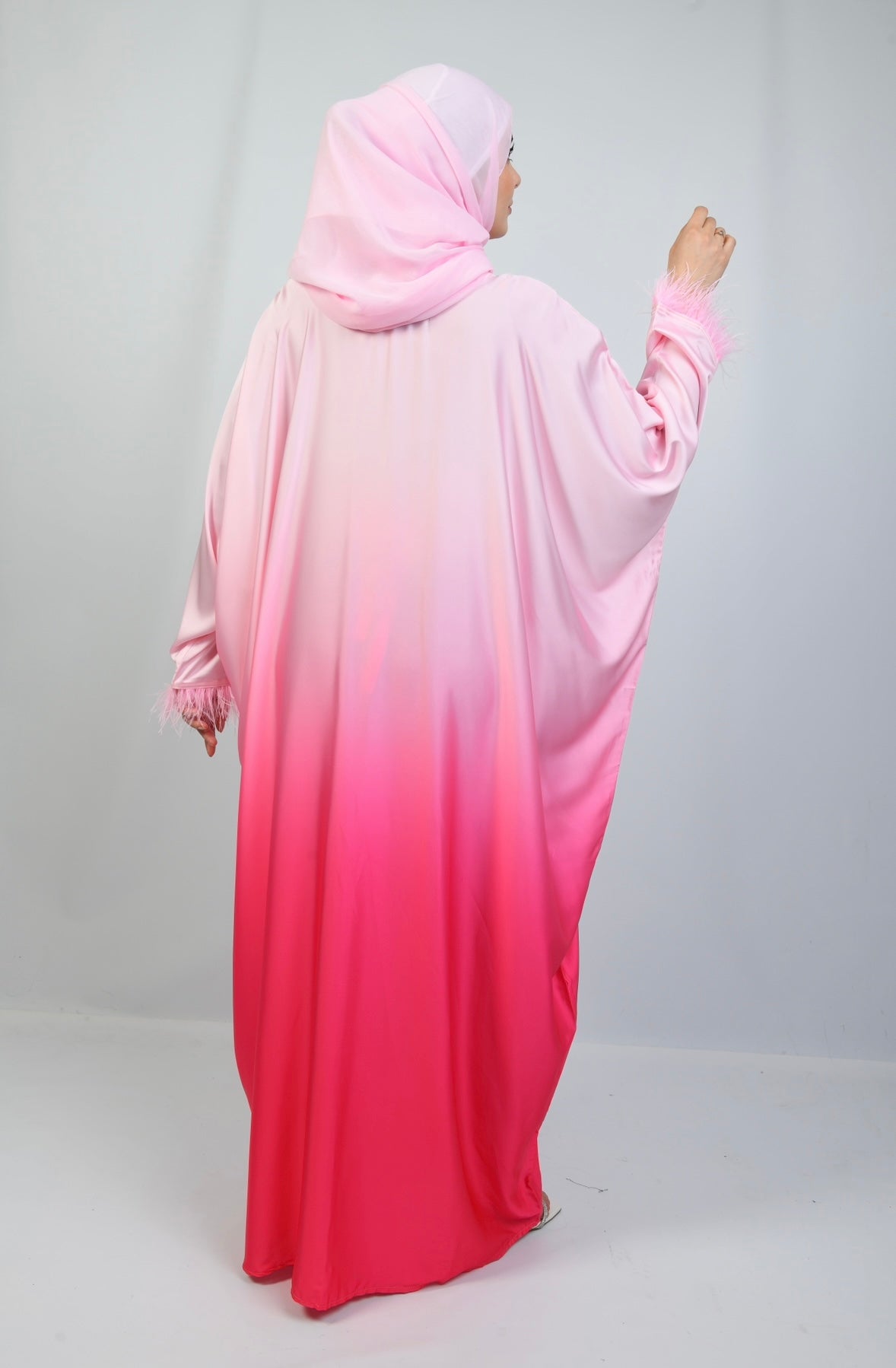 Feather Cuffed Abaya