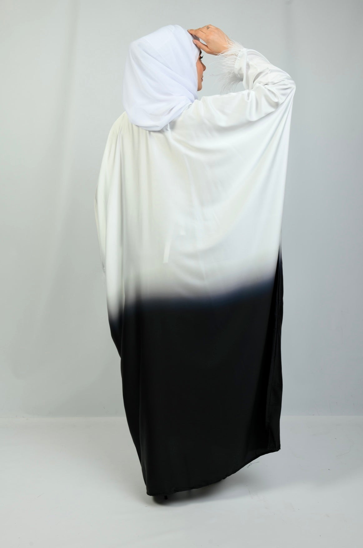 Feather Cuffed Abaya