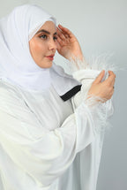 Feather Cuffed Abaya