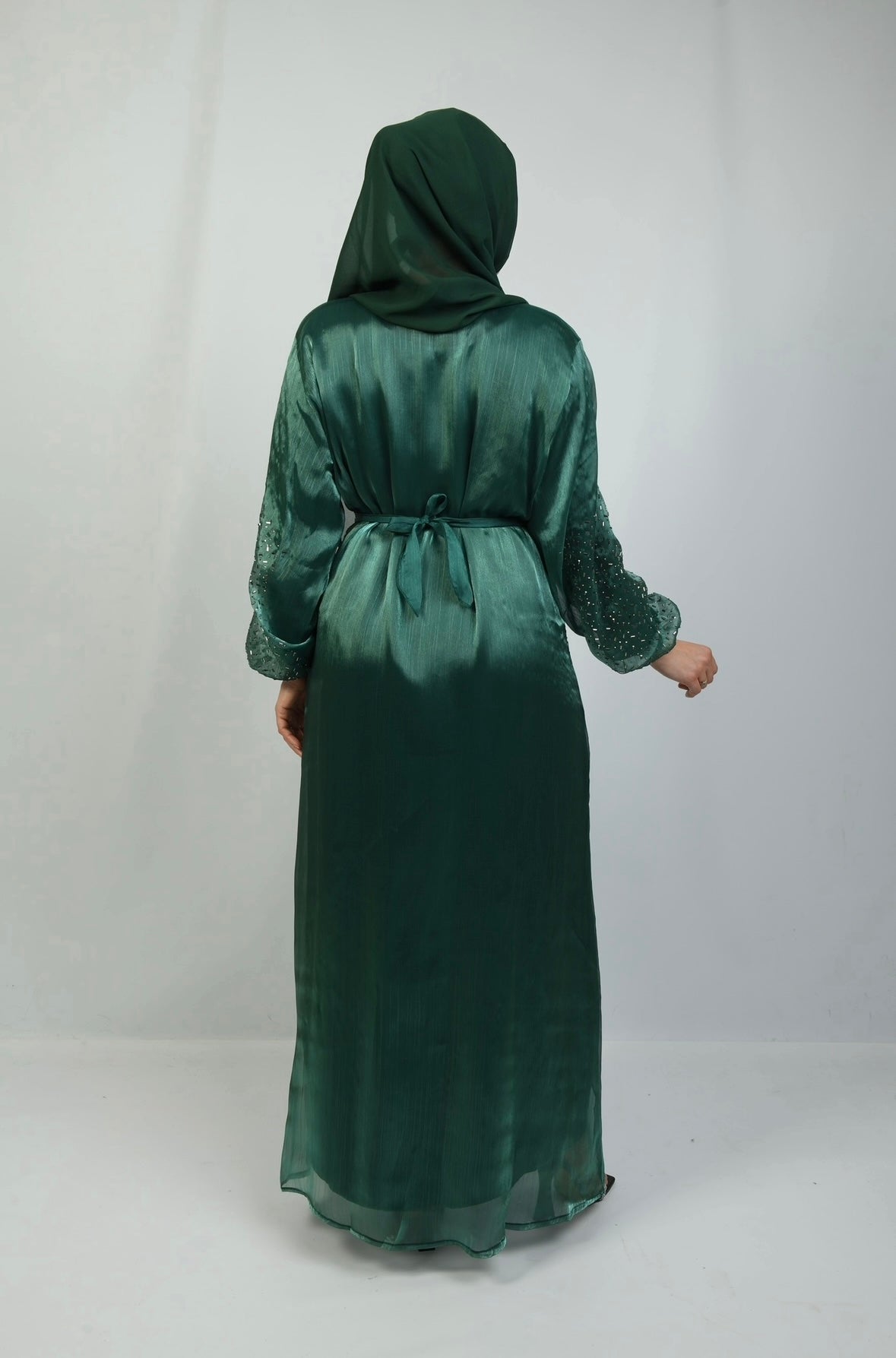 Cuffed Sleeve Open 4 Piece Abaya