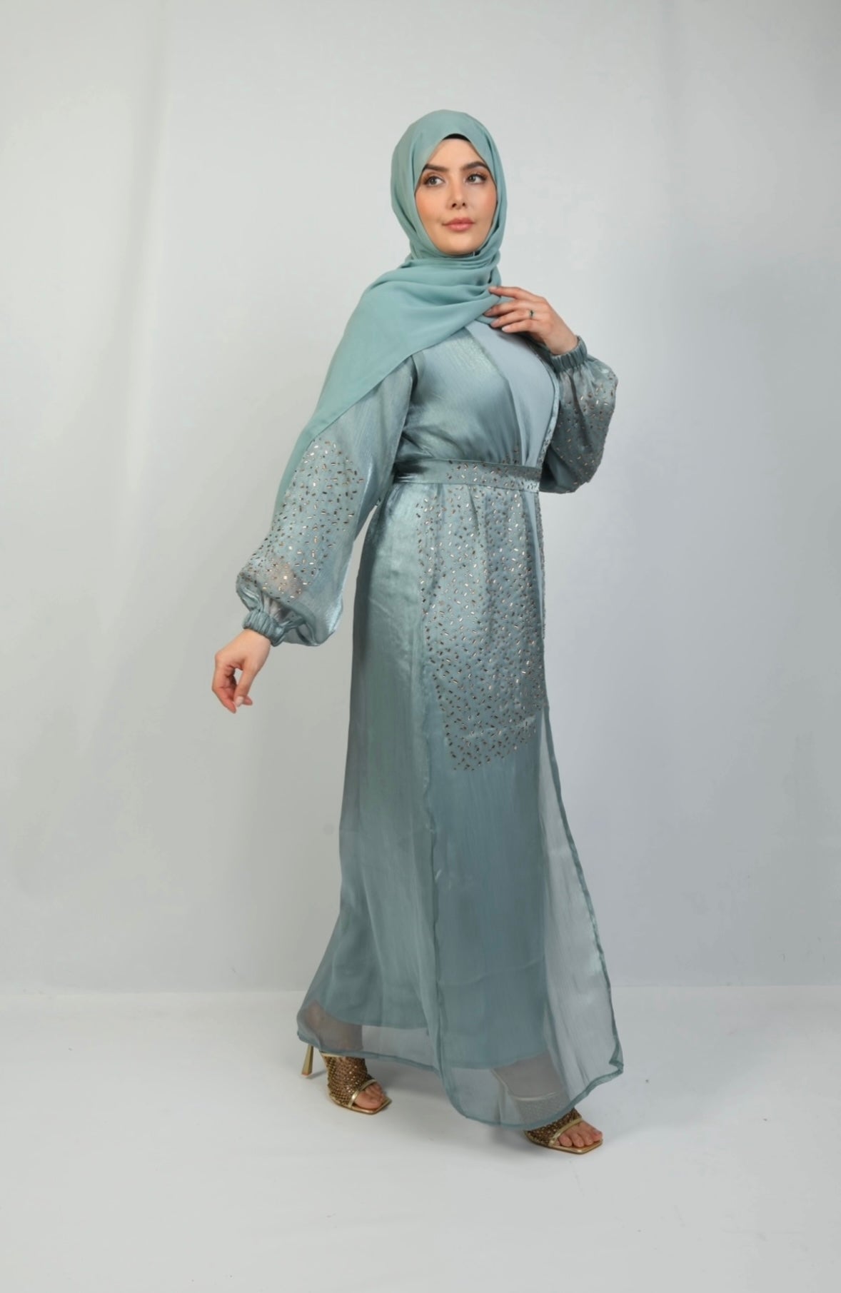Cuffed Sleeve Open 4 Piece Abaya