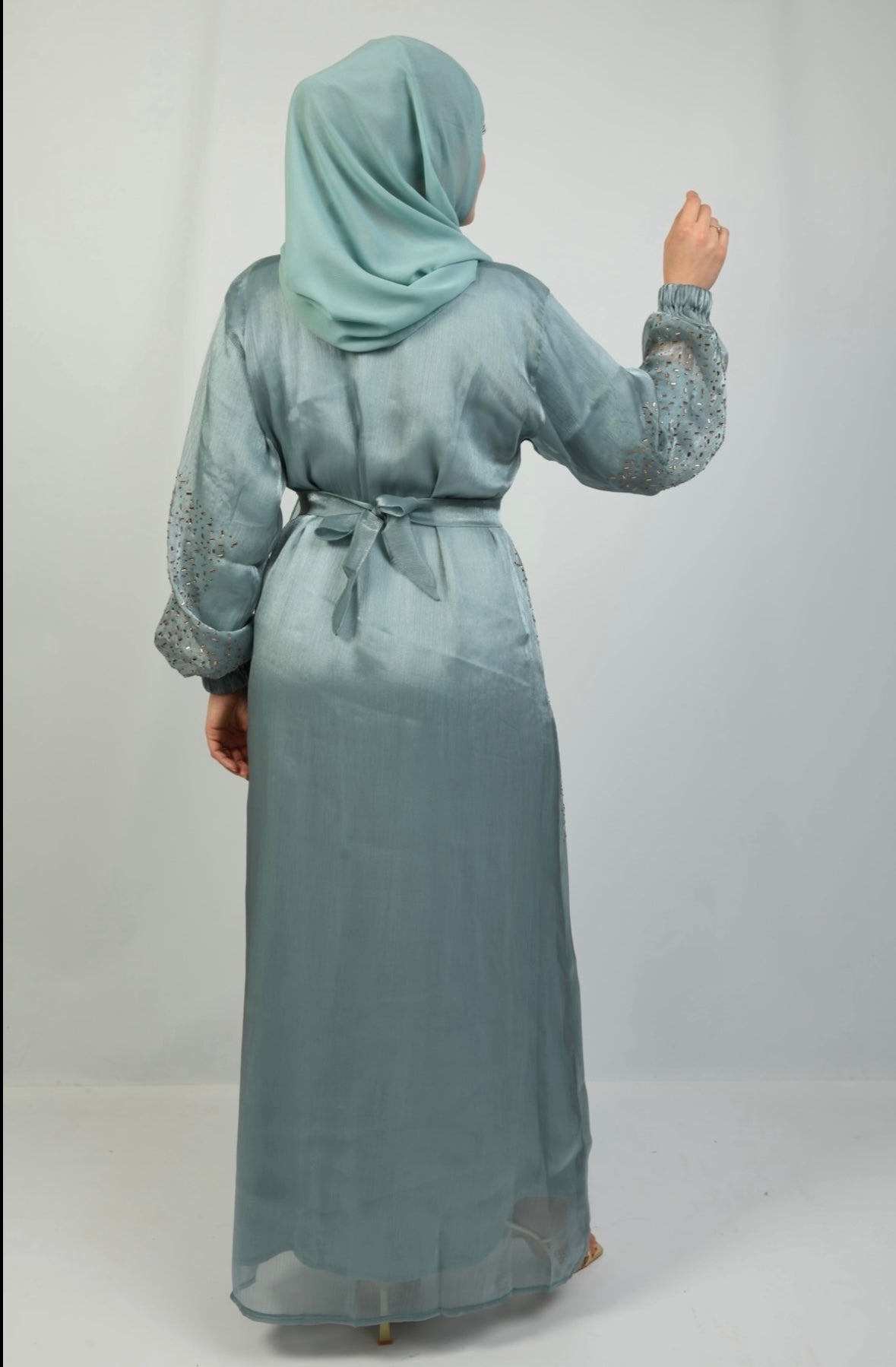 Cuffed Sleeve Open 4 Piece Abaya