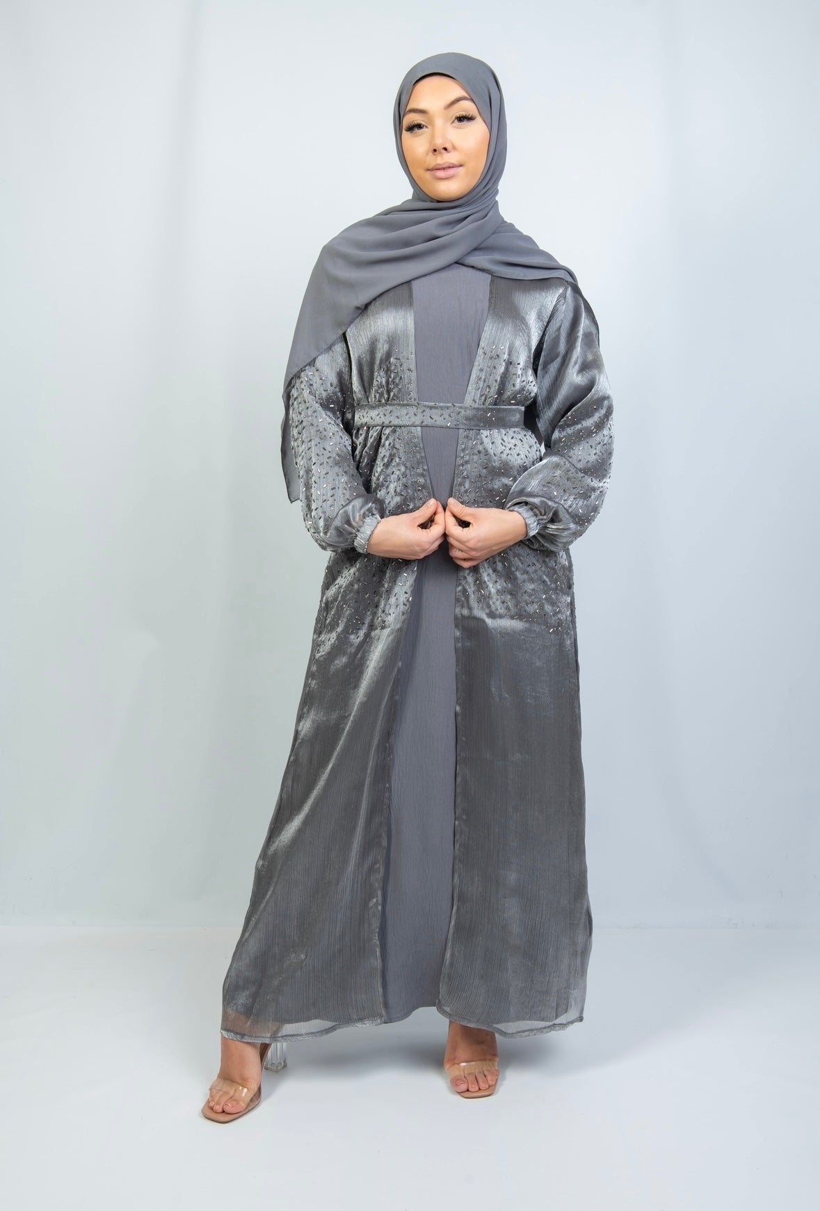 Cuffed Sleeve Open 4 Piece Abaya