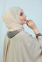 Batwing Beaded Abaya in beige