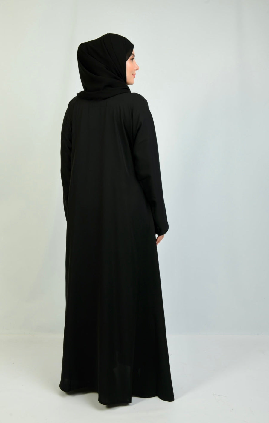 traditional 2 piece black Abaya for women with hijab