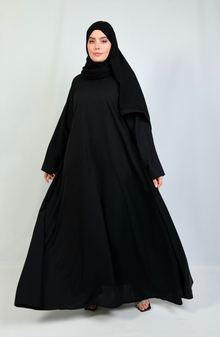 traditional 2 piece black Abaya for women with hijab