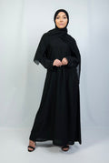 2 Piece Embellished Sleeved Abaya in Black