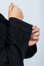 2 Piece Embellished Sleeved Abaya in Black