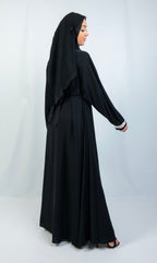 Abaya with Embellished Features and Flared Shape in black Abayas By Iqra